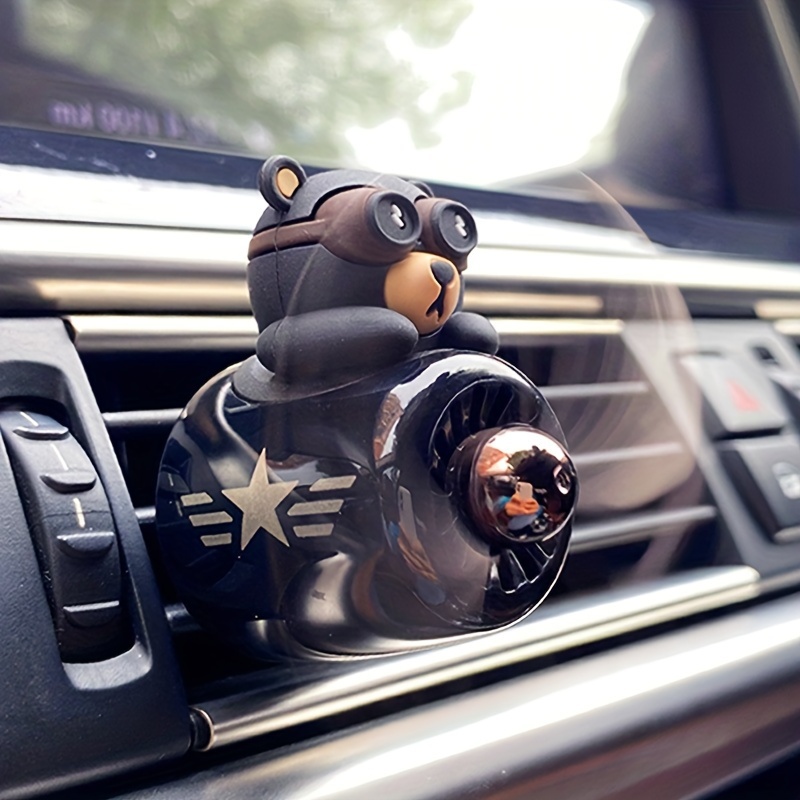 black bear car air freshener with rotating propeller magnetic car vent perfume diffuser cute bear car ornament with fragrance source options balm scent tablet incense stick details 1