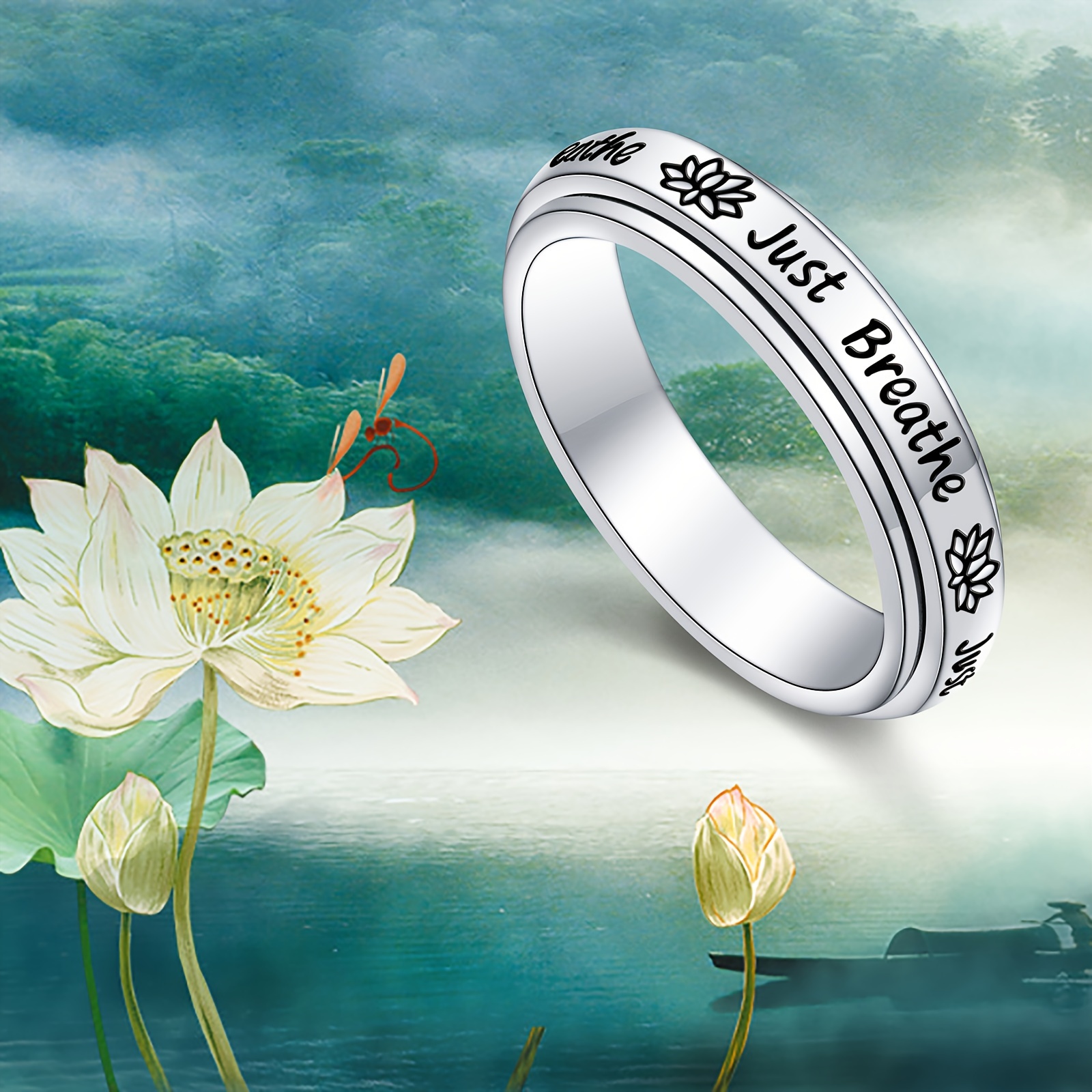 JeweBella Sterling Silber 925 Angst Ringe für Damen Frauen Perlen Ring