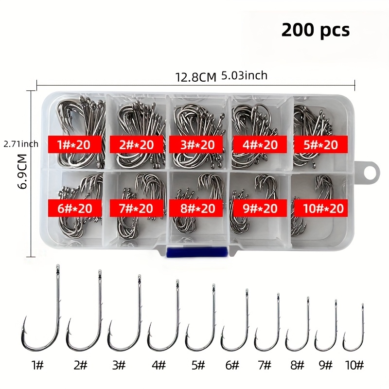 200pcs fishing hook set multi size long handle hooks sharp - Temu Mauritius