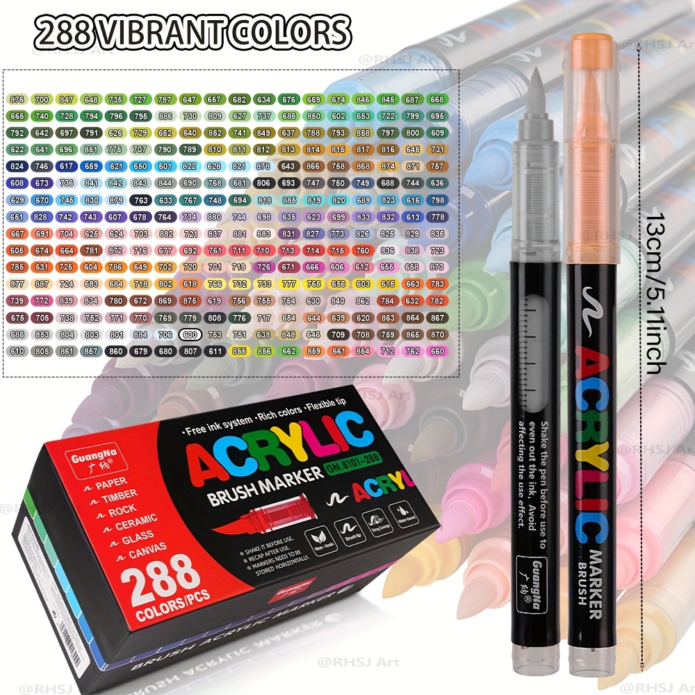 240 Kleuren Acrylic Penseel Markers Set, Paint Pennen Acryl Markers voor Steen, Hout, Glas, Keramiek, Stof, Watergedragen Acryl Verf Pennen met 1-5MM Flexibele Borstel Tip