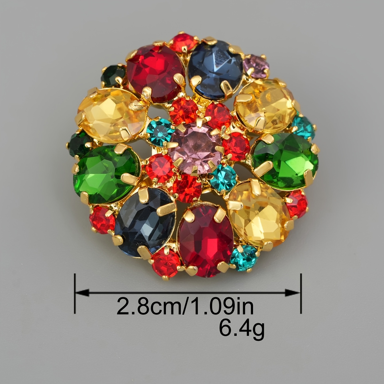 TEMU 2 stuks Kleurrijke Strass Knopen, Barok Stijl Ronde Kristallen Decoratieve Knopen voor Jassen Jurken Jasjes Naaien