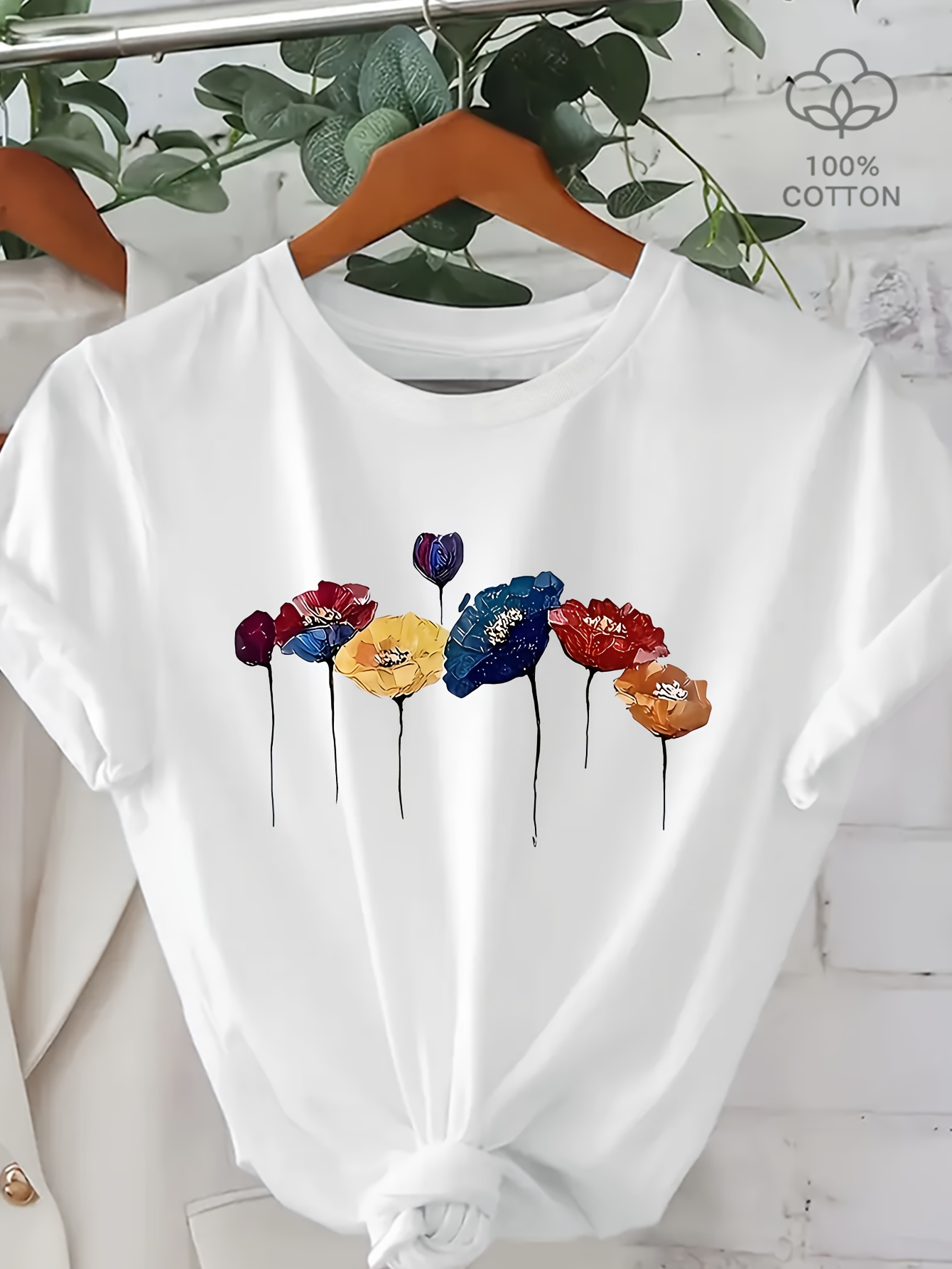 T-shirt Été Femme Col Carré Plissé Floral Boho – Haut Décontracté Manches Courtes Tunique Légère