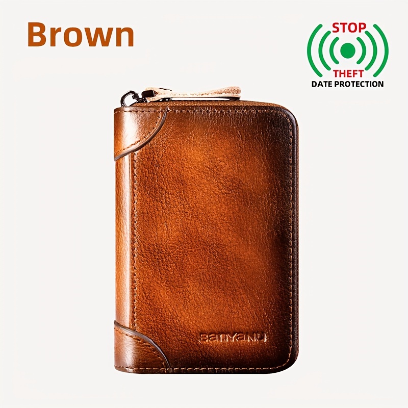 Image of Banyanu Men's & Women's Vintage Full-feature Leather Card Holder Wallet - Ultra-thin Cowhide Driver License Slot, Large Capacity Multi-card Suitable For, Credit Cards, Driving Permit