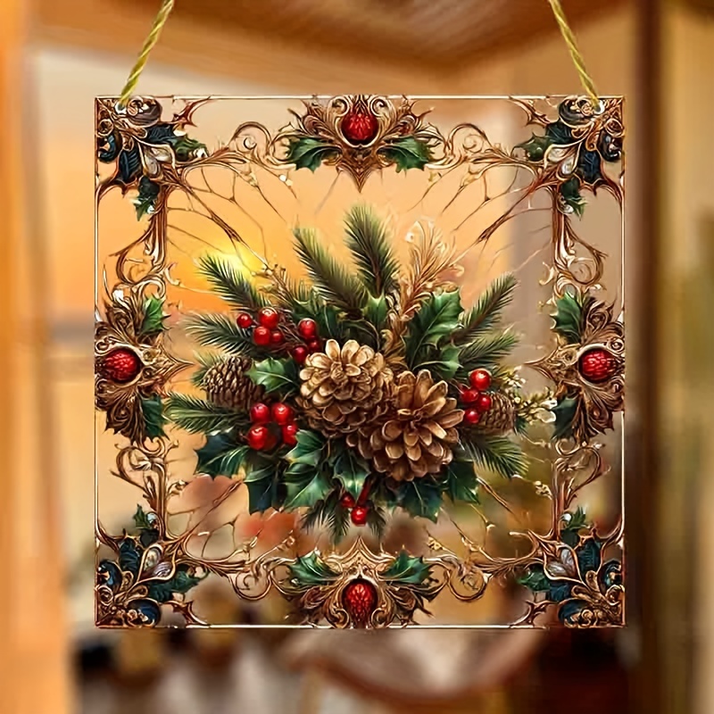 

8"x8" - Stained Hanging For Christmas & Decor, For Bedroom, , Parties, And Or Housewarming