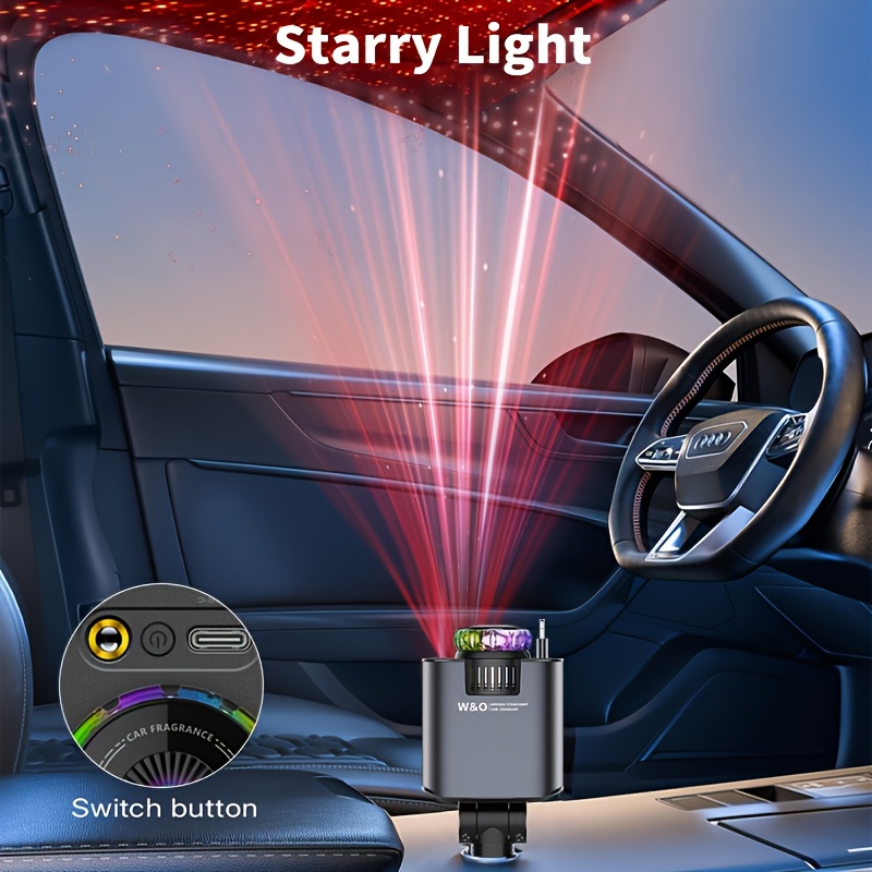 TEMU Nouveau chargeur de voiture 3-en-1 d'aromathérapie, chargeur de voiture portable et rétractable avec projecteur de , chargeur de téléphone de
