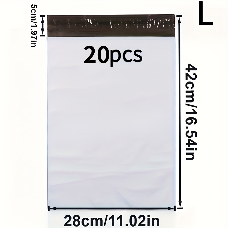Pack Of 20 White Self-stick Plastic Shipping Bags - Perfect For Storing And Sending Envelopes, In 5 Different Sizes