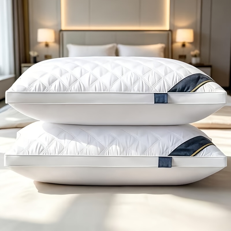 TEMU 2pcs Pillow Core, Hypoallergenic, Ultra Thick & Fluffy For High-, Support With Neck Protection And Zipper Closure - Perfect Family Use Gift,