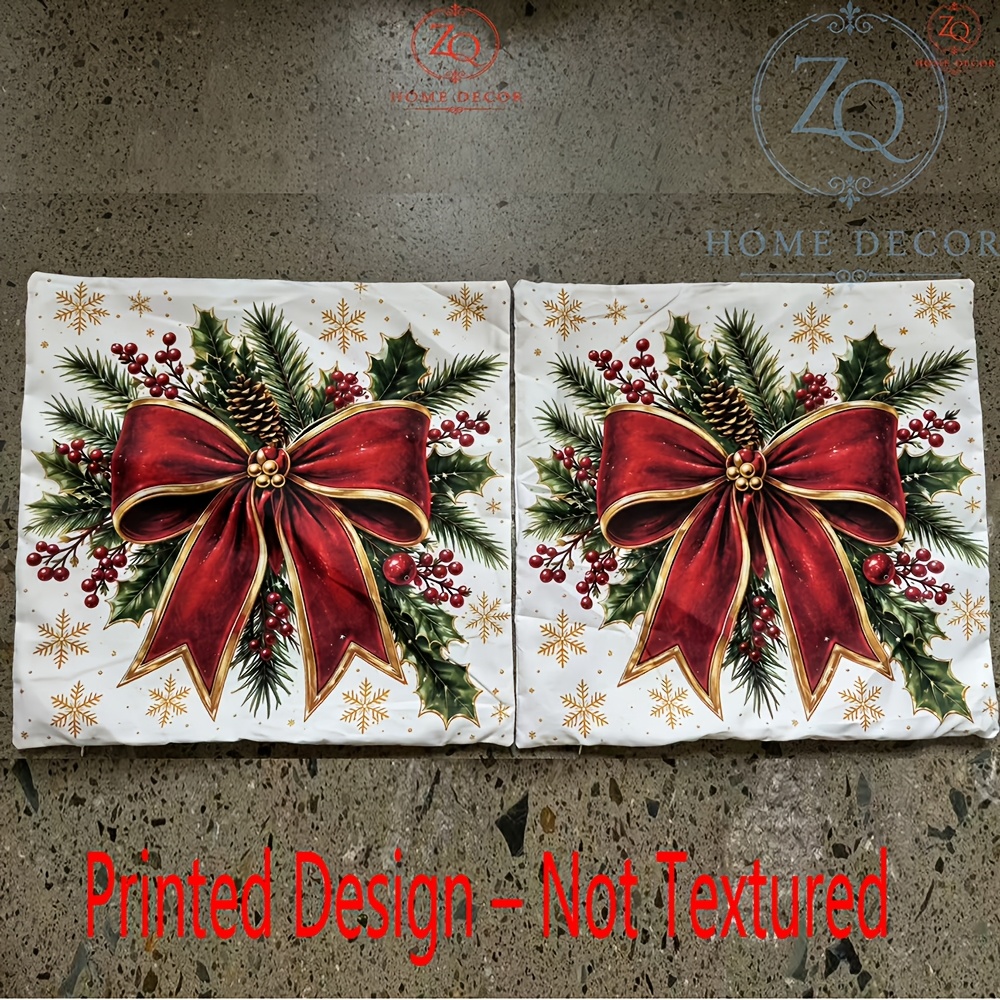 TEMU Printed Design – Not Textured, 2pcs, Christmas Light Luxury Red And Pillowcase, New Year Home Throw Pillow Cover, Home Decor Holiday Decorative