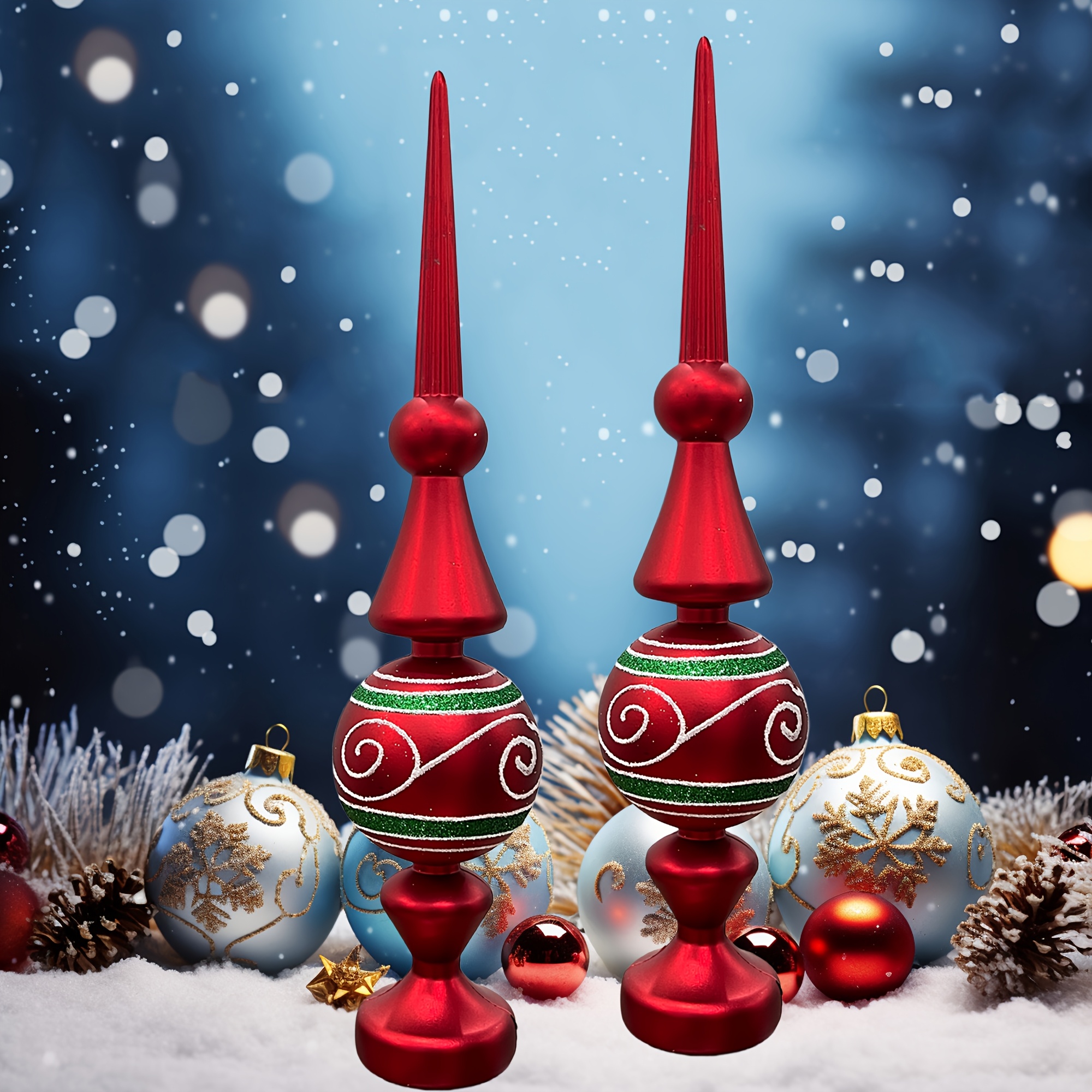 TEMU 2pcs 3 Painted Tree Christmas Ornaments - Plastic Suitable For Home Tabletop Fireplace Window Balcony Decor, Irregular Branch Tree Decoration