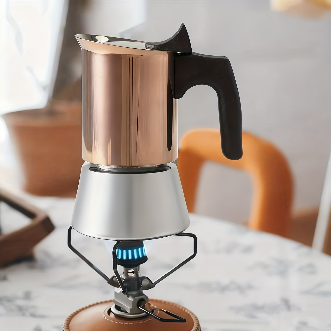 Rose Gold-Plated Italian Espresso Maker, 2/4/6/9-Cup Capacity