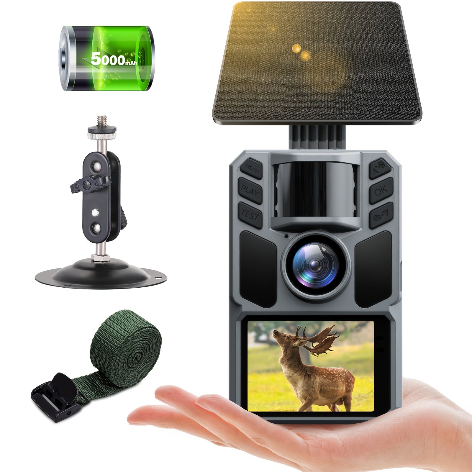 Image of 4k 48mp Trail Camera With Night Vision Hunting Camera Ip67 And 120° Wide Angle 0.2s Trigger Speed, Built-in 5000mah Rechargeable Battery Suitable For Outdoor Wildlife Detection, Monitoring Game Cam