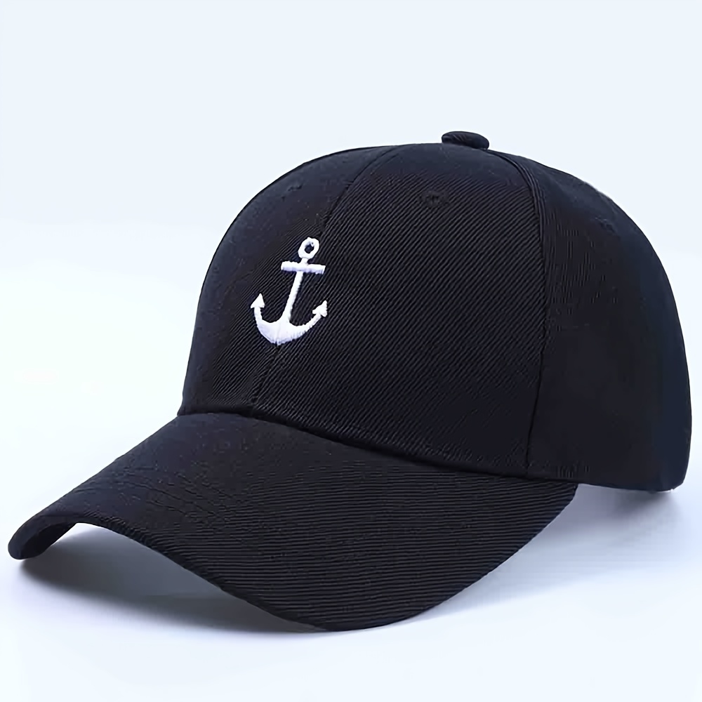 

Fashion Baseball Cap With Embroidered Anchor - Lightweight, Polyester, Geometric Pattern -