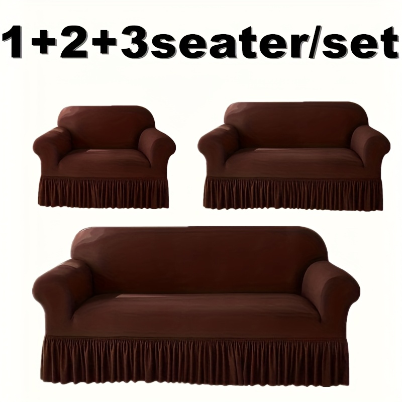 TEMU 1 2 3 Seater/set Sofa Cover, Modern Minimalist Sofa Cover Set, Solid Color Stretch Full-wrap Sofa Slipcover, Sofa Dust Cover