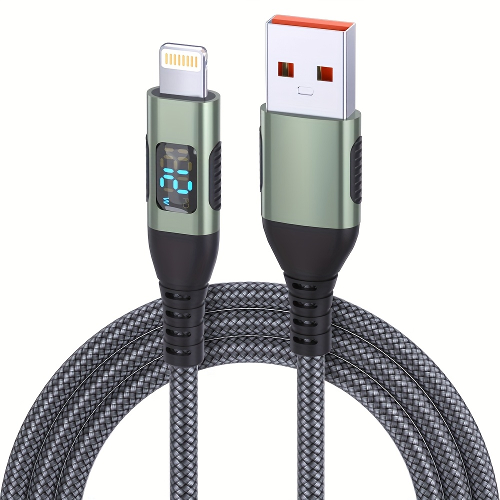 Image of Nylon Weave Fast Charging Cable For Iphone Charger Data Cable For Iphone 12/ 11/ 11pro/ 11max/ X/ Xs/ Xr/ Xs Max/ 8/ 7/ 6/ 5s/ Se/ Ipad Mini Air For Phone Charging And Data Transfer (1pc/2pcs, Green)