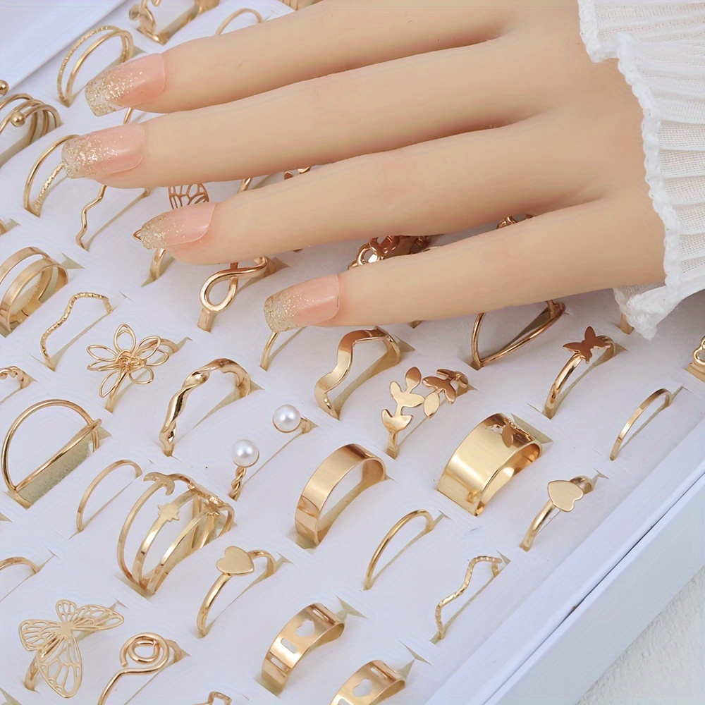 30 pieces/pack Fashion Love Butterfly Alloy Women's Ring Elegant and Versatile Mixed Style Multi piece Set Ring Party Wedding Daily Wear Finger Accessories Jewelry Random Shipping OPP Bag Packaging details 1