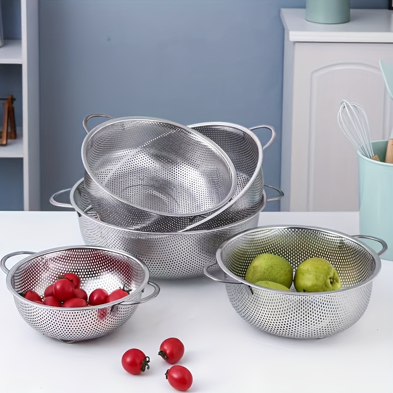 

Stainless Steel Drain Basket, Vegetable Washing Basin, Colander, Household Kitchen Rice Washing Basin, Rice Sieve, Vegetable Basket, Fruit Basket