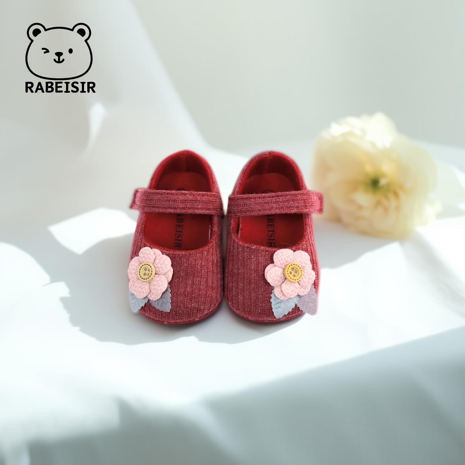 Trendy Cute Flower Mary Jane Shoes For Baby Girls, Comfortable Lightweight Non Slip Walking Shoes For Indoor Outdoor Party, Spring And Autumn