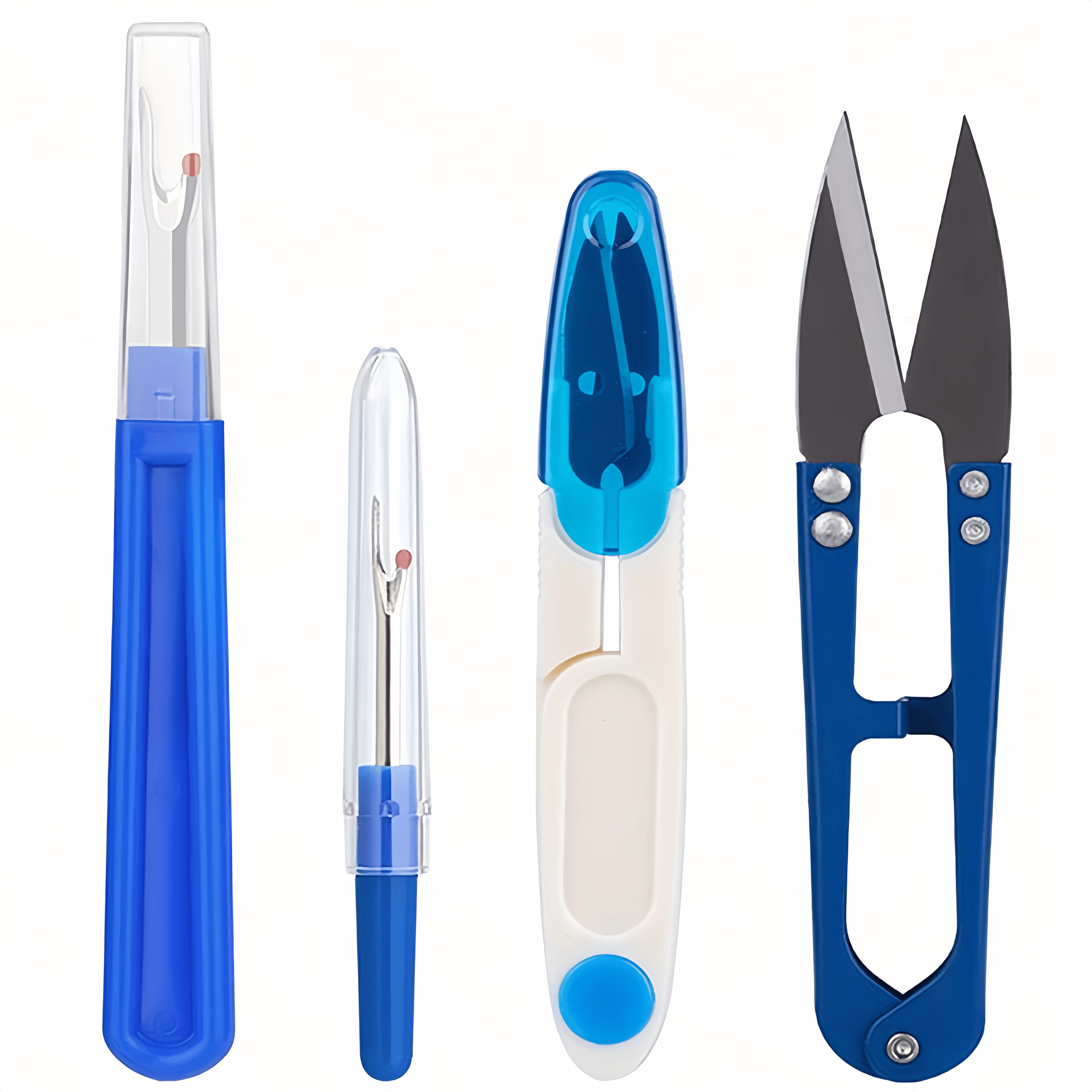 

4pcs Blue Sewing Set - Stainless Steel Thread Cutter, Seam & Unpicker For Easy Removal