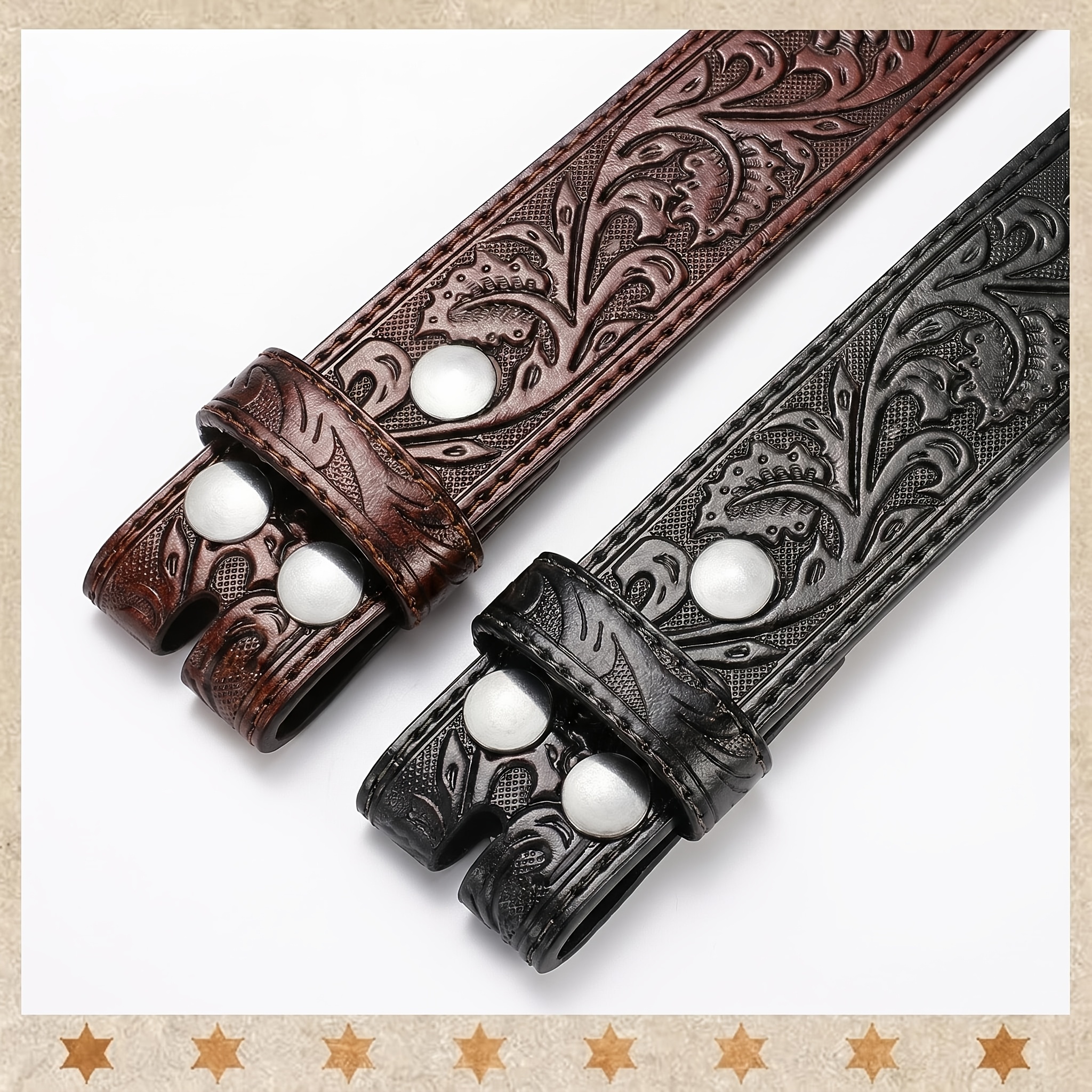 2pcs Western Cowboy Style Belt Body Without Buckle