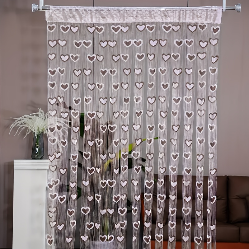 1pc 200cm*100cm Gradient Romantic Heart Pattern Curtain - Valentine's Day Wedding Bedroom Dress Up Partition Curtain Without Rods