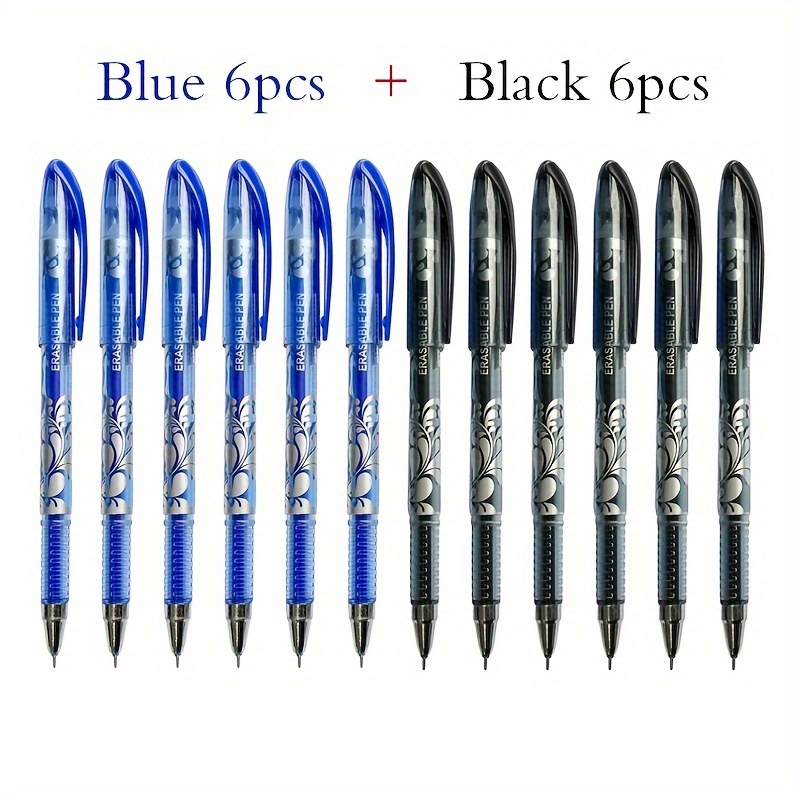 

12pcs Blue/black Erasable Gel Pen, 0.5mm Erasable Pen, Black Blue Hot Moe Easy To Erase Water Based Pen