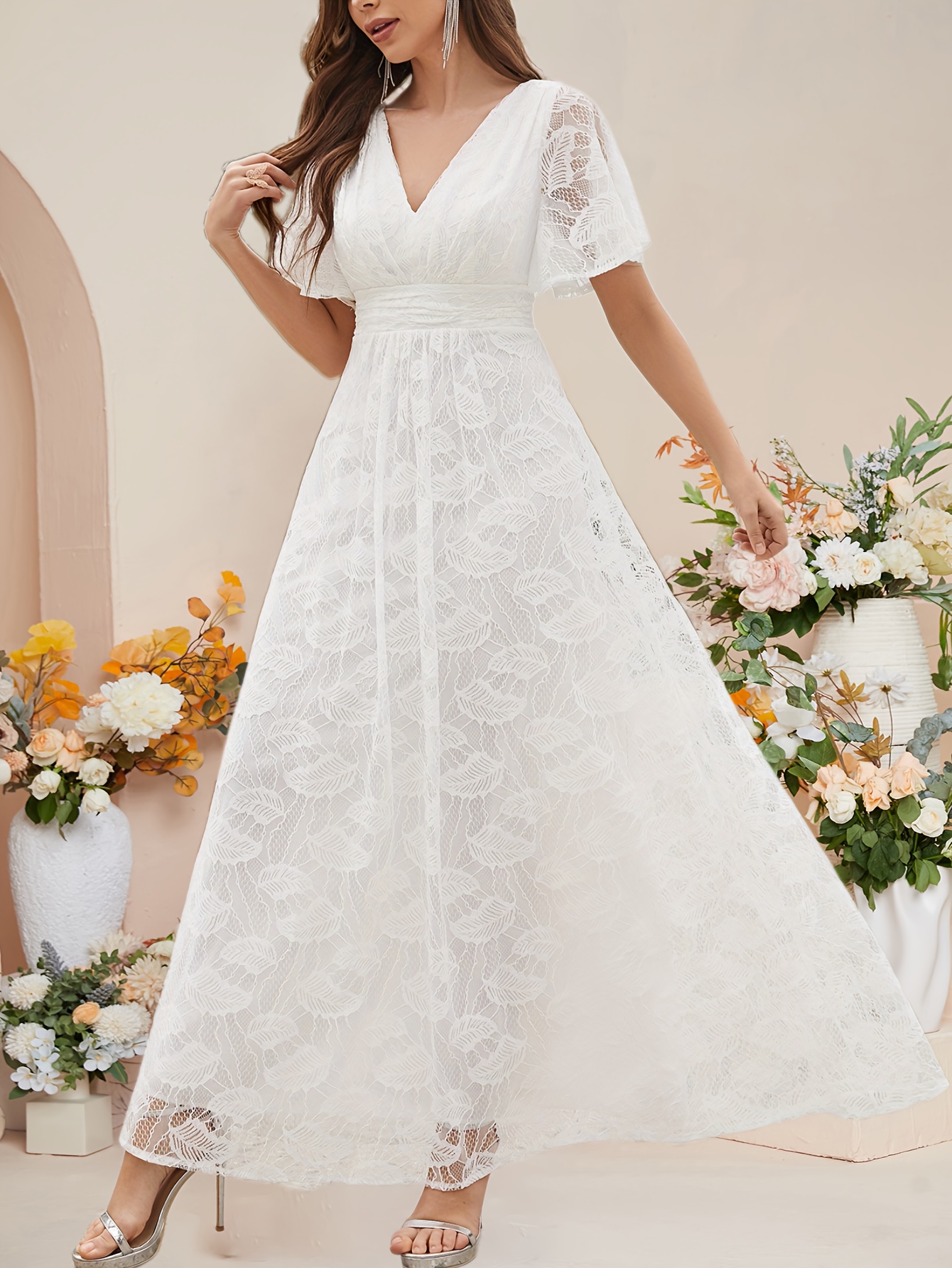 vestido novia elegante damas en encaje escote Temu Ecuador