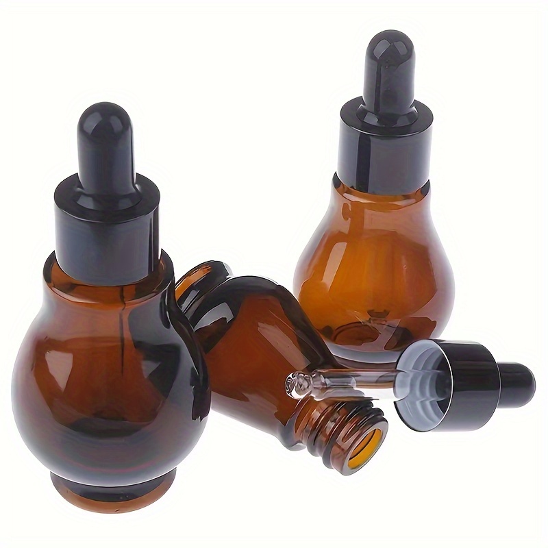 

5pcs/10pcs Amber Glass Dropper Bottles, 0.68/1.01 Oz Essential Oil Serum Dispenser, With Glass Dropper, Round Shape, Uv Protection, Leak-proof Travel Accessory, Reusable Cosmetic Pump Bottles For