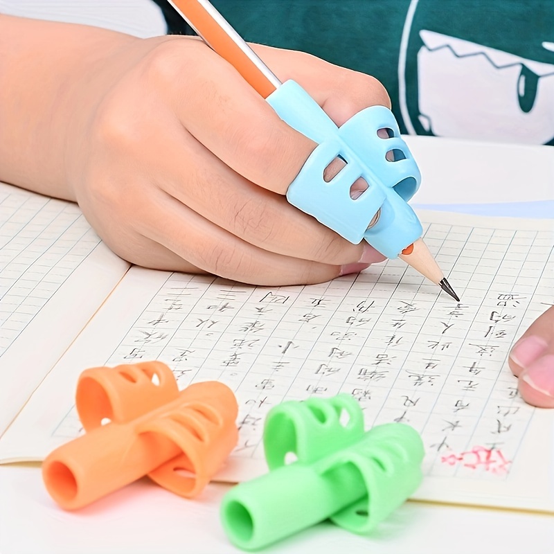 1pc/2pcs Two Finger Grips Silicone Learn Writing Tools Writing Pen Writing Correction Devices, Children Study Supplies For Children Halloween Christmas Gifts