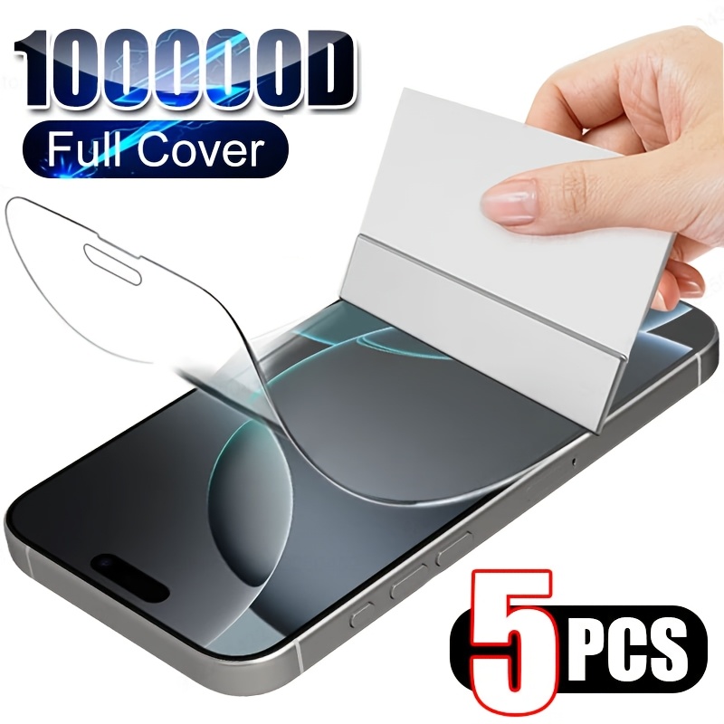 E-shop 5-teiliges HD Hydrogel-Folie für iPhone 17/16/15/14/13/12/11/Plus/X/XS/XR/XS Max/17 Pro Max/17 Air/16 Pro Max/15 Pro Max/16 Pro, Weiche