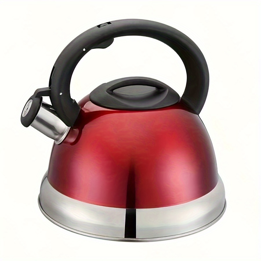 1pc stainless steel whistle kettle 2 5  boiling practical lid compatible with gas electric induction ceramic halogen stovetops no electricity needed details 0