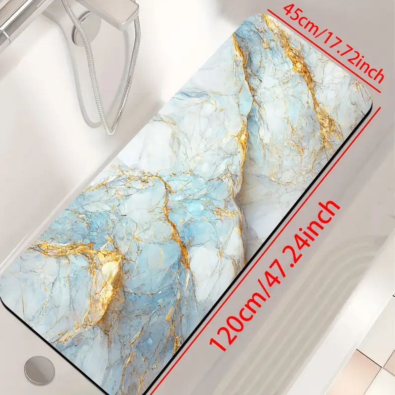 1pc diatomite bath mat with blue print design quick dry non slip absorbent floor mat soft and comfortable for bathroom shower laundry room bedroom doorway kitchen rv bathroom bathroom bath matts for bathroom non slip bathtub mat bathroom mat long small bath mat bedroom carpet shower mat decorative floor mat geometric pattern durable rubber nonslip backing floor pad family households Product details 5