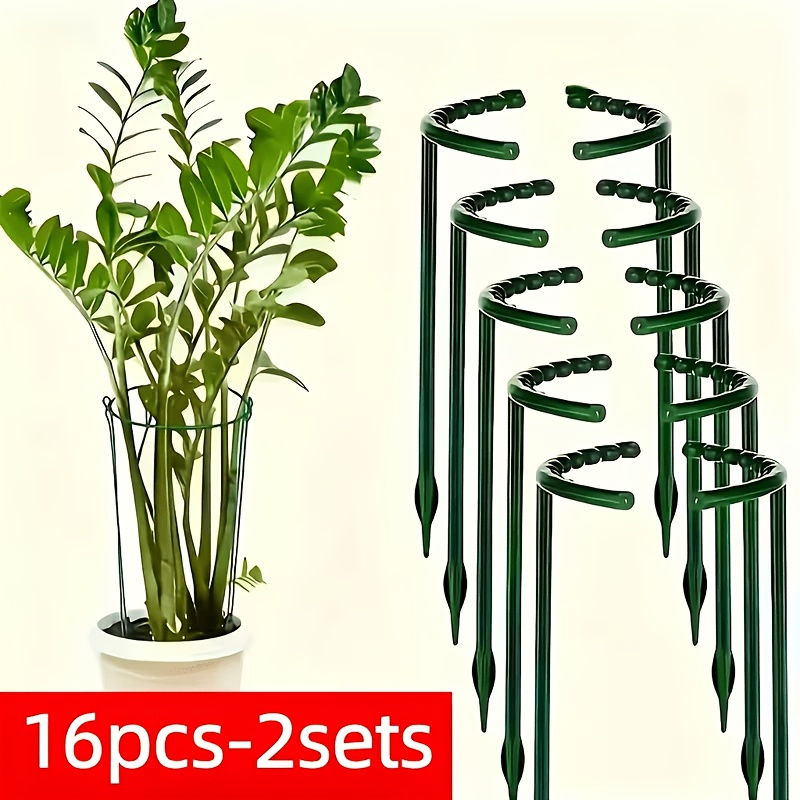 TEMU Ensemble de 8 pièces (4 tiges courbes + 4 tiges droites) / Ensemble de 16 pièces (8 tiges courbes + 8 tiges droites), anneaux de support pour