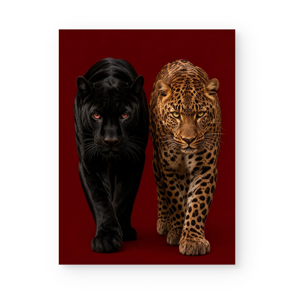 TEMU 2d Flat, Modern Panther & Leopard Wall Art - Hd Vertical Animal Suitable For Living Room,, Minimalist Suitable For Home Office, Canvas For