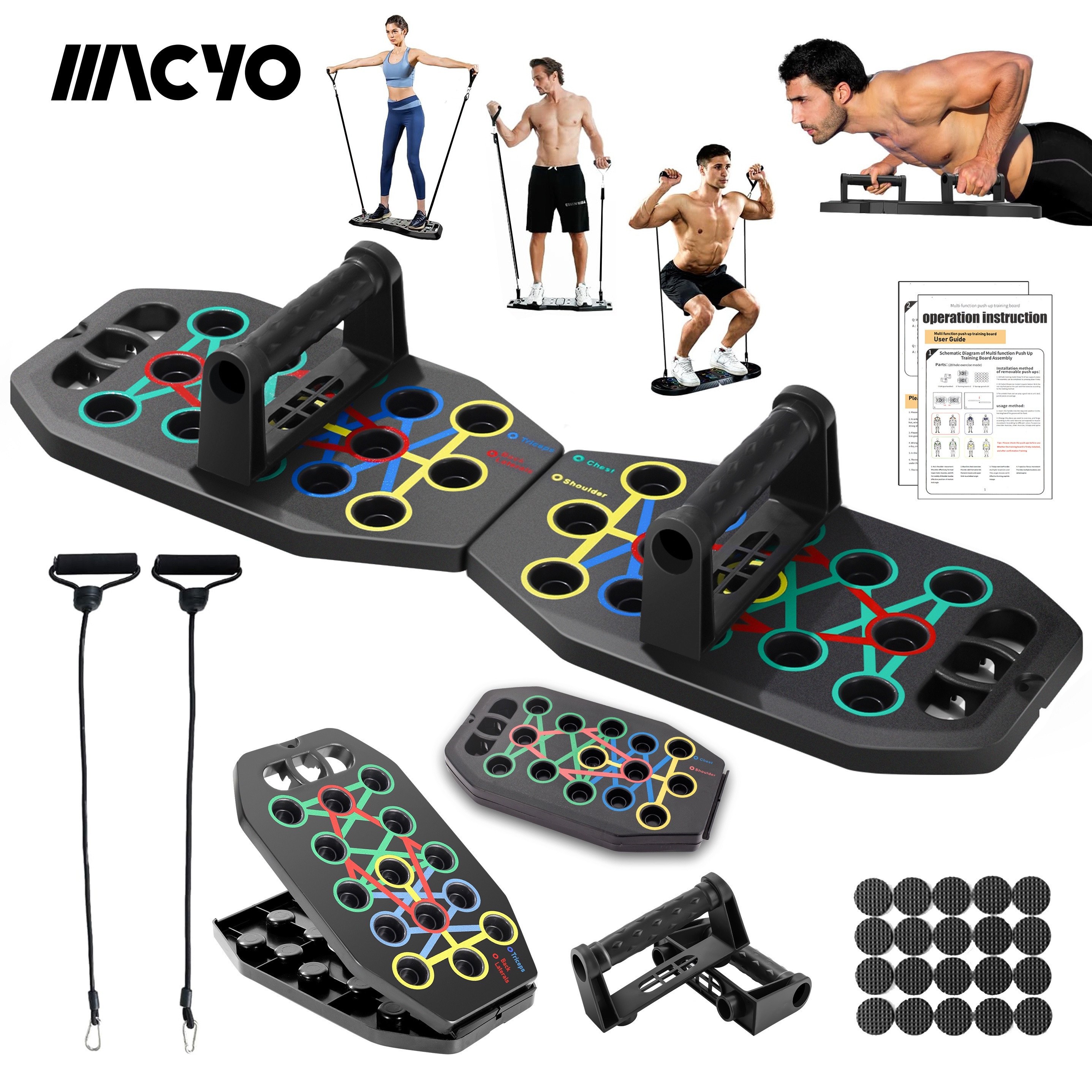  push up board with 2 bands multifunctional home gym workout equipment chest muscle trainer strength training aid push up board details 1