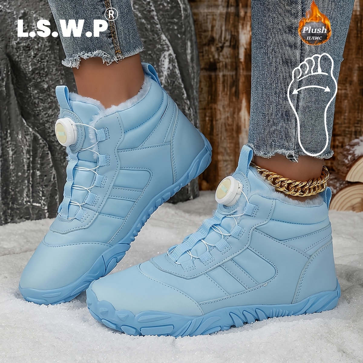 Women's Plus-Size Wide Toe Hiking Boots with High Cushion