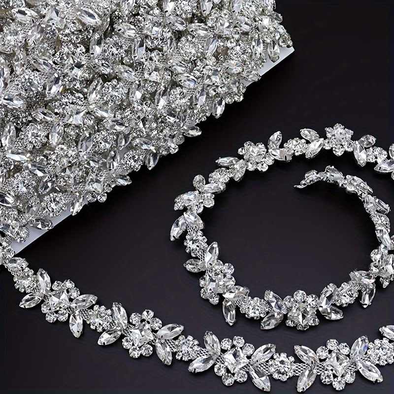 

1 chaîne de strass en cristal, 1,02 pouces de large, garniture de bricolage étincelante, bandoulière décorative en diamant, accessoires de mode pour chapeaux, sacs et vêtements