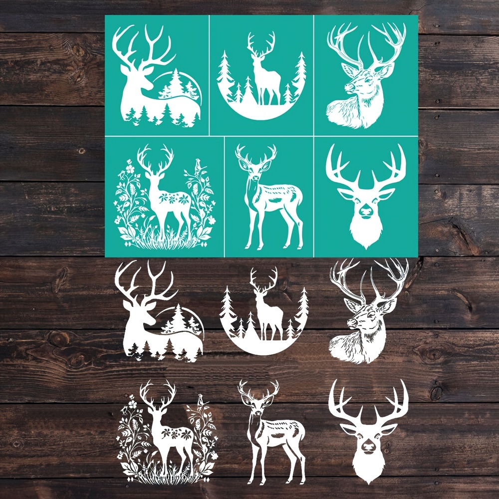 Deer Skill Screen Stencils Reusable Mountain Tree Deer