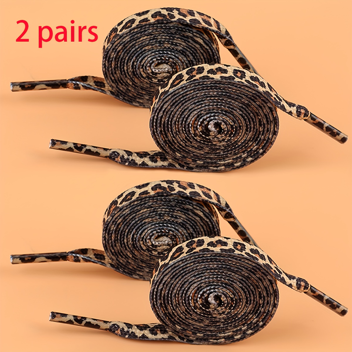 Leopard Print Personalized Flat Shoelaces Fit For Low Top And High Top Canvas Shoes, Athletic & Casual Shoes