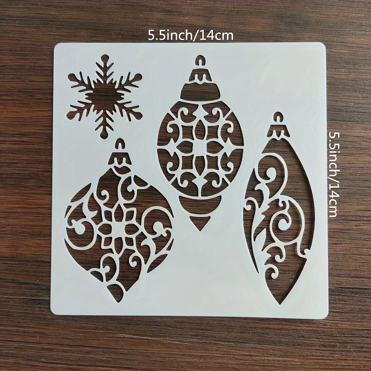 1pcs 5.5*5.5inch Christmas Tree Drawing Stencil, Christmas Ball Pendant Template Reusable Plastic Stencil For Painting On Wall Diy