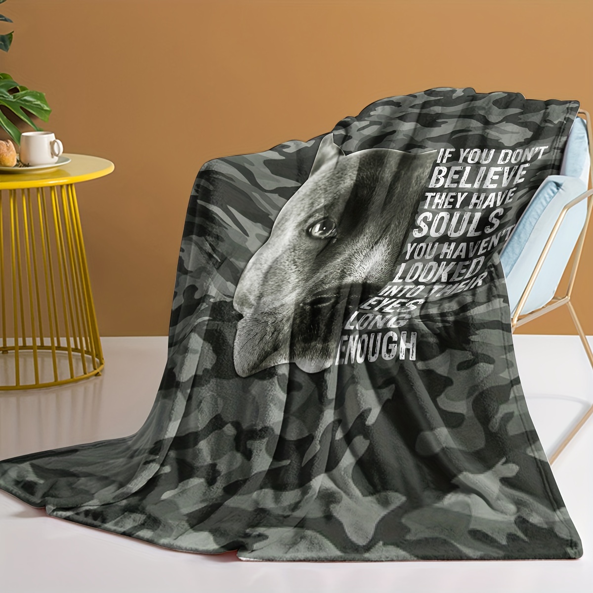 

1 Pc Black Dog Pattern Blanket Soft Skin Friendly Durable Comfortable Blanket Adult Home Decor Sofa Christmas Gift Couch Office Bed Camping Travel, Multi-purpose Gift Blanket For All Season