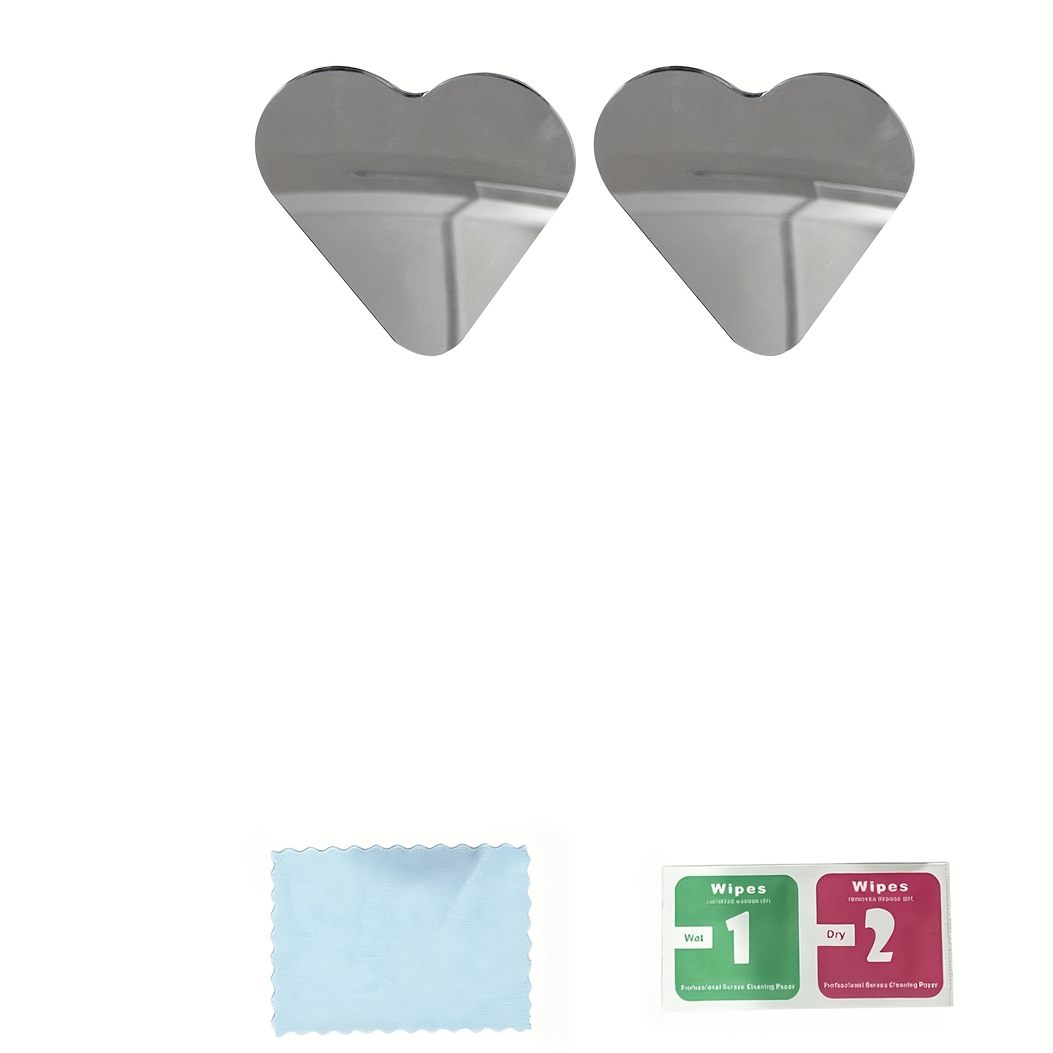 TEMU 11pcs Set: 2 Heart-shaped Blind Spot Mirrors   4 Adhesive Pads   2 Fixing Clips   3 Cleaning Tools. Heart-shaped Car Rearview Mirror With Hd