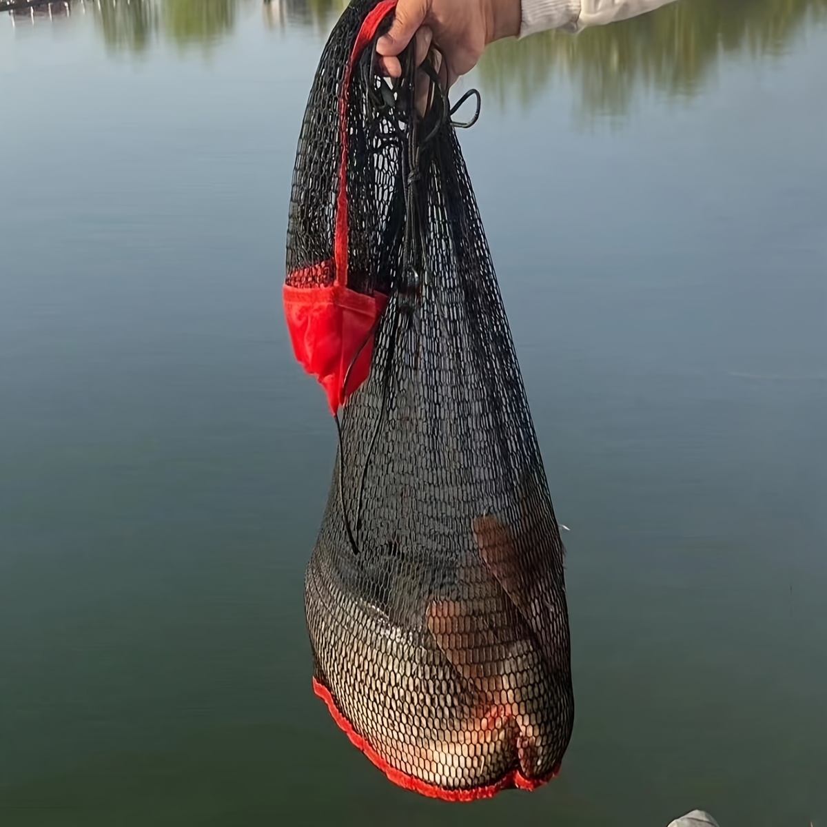 1pc Portable Fish Protection Net Bag, Drawstring Fish Mesh Guard, Outdoor  Fishing Tool