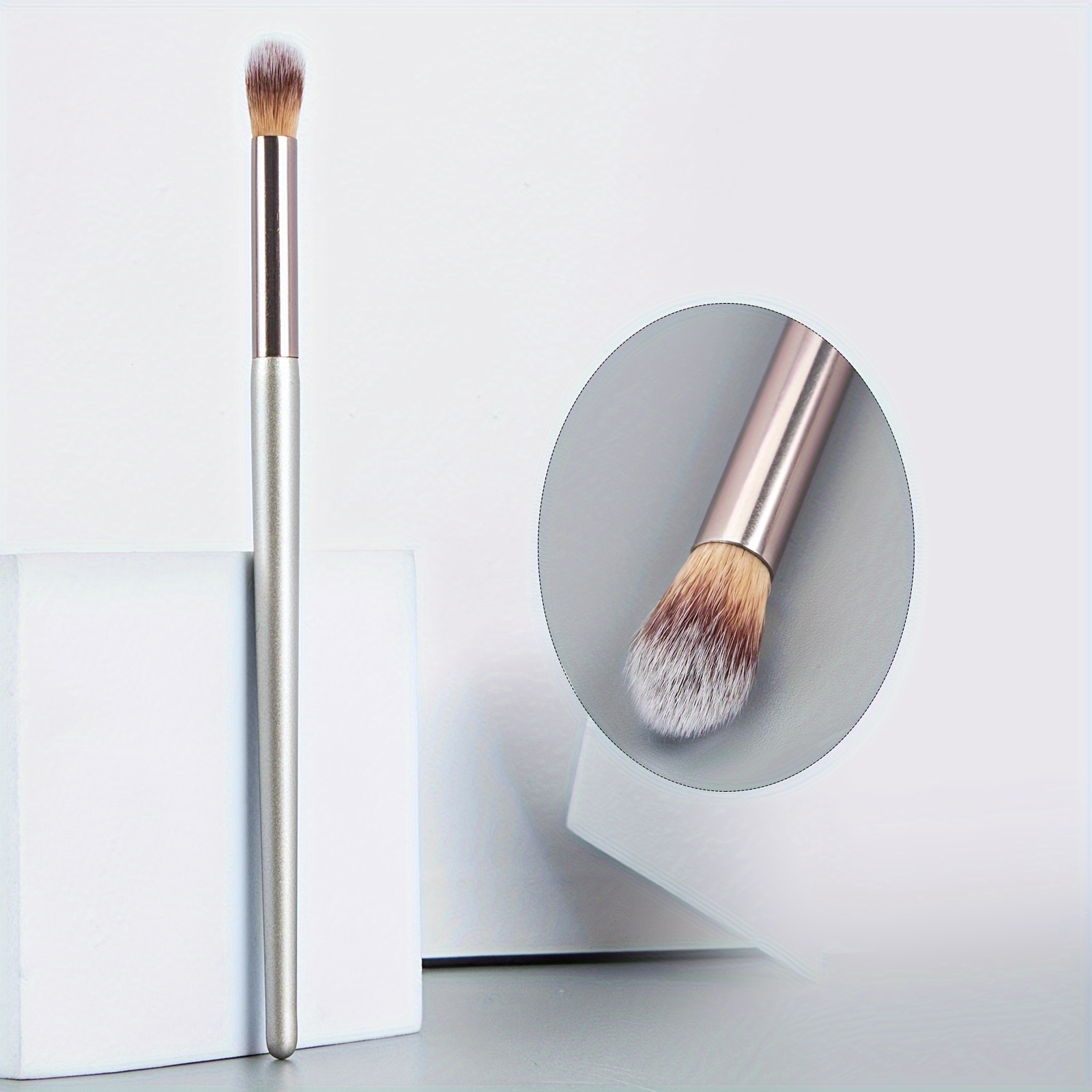 

Champagne Golden Long-handle Blending Brush - Nylon For Types, Fragrance-free, Ideal For Large Areas