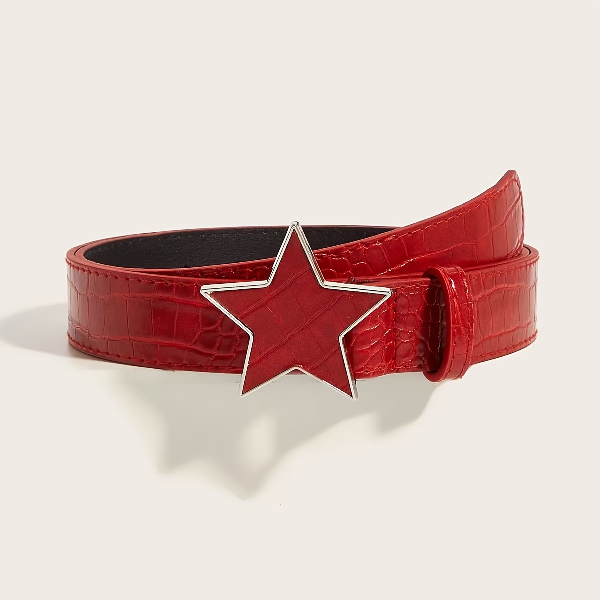 TEMU 1pc Women's Animal Print Belt With Pentagram Buckle, Fashionable Commuter And Vacation Belt For Dresses And Pants, Suitable For Dates, Parties,
