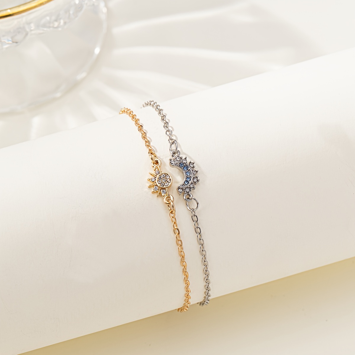 2pcs/set European And Trend Classic Sun And Moon Bracelet Set