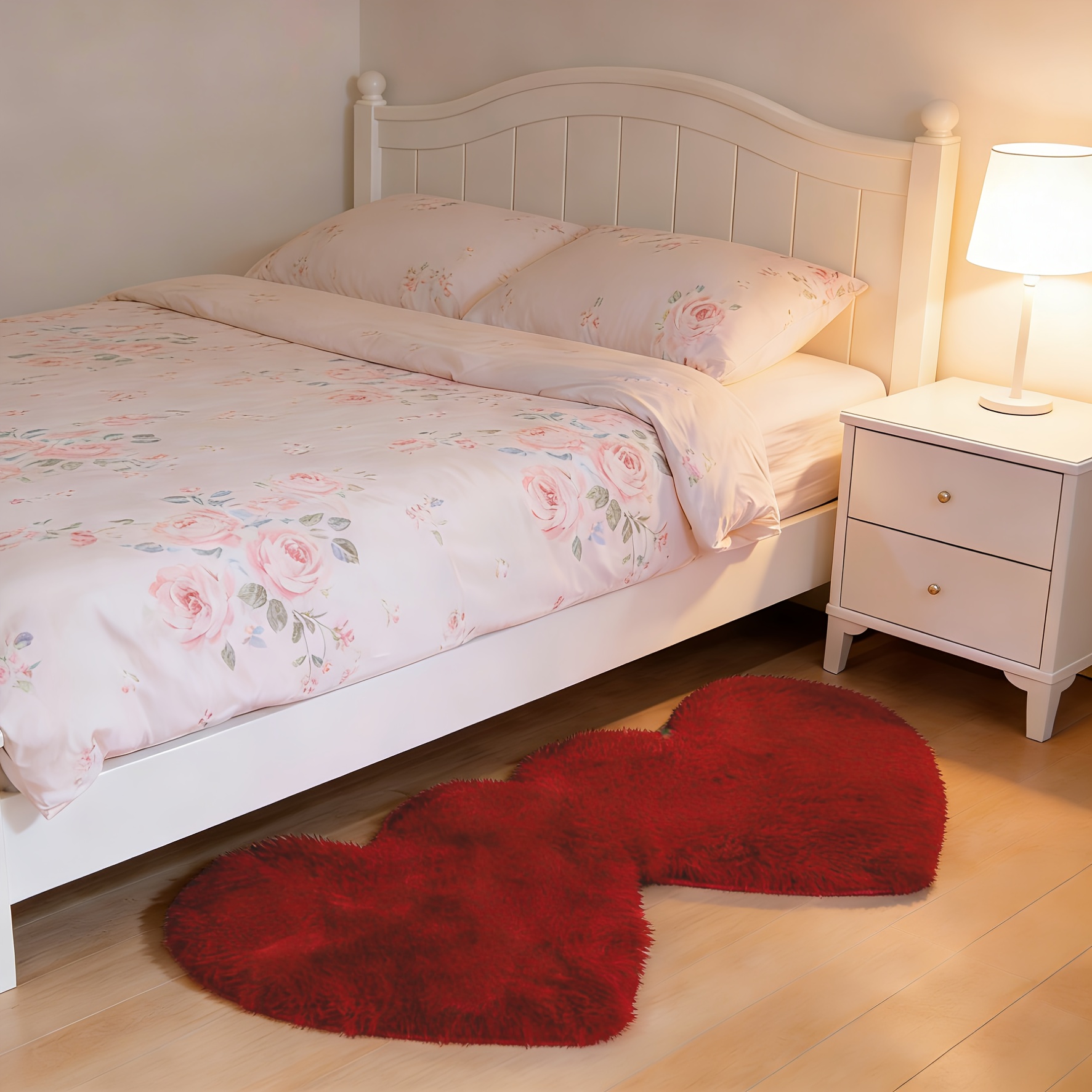 TEMU 1pc Heart-shaped Carpet, Bedroom Fluffy Carpet, Cute Fluffy Heart-shaped Mat, Soft Thick Fluffy Non-slip Classroom Carpet, Dorm Carpet, Bedside