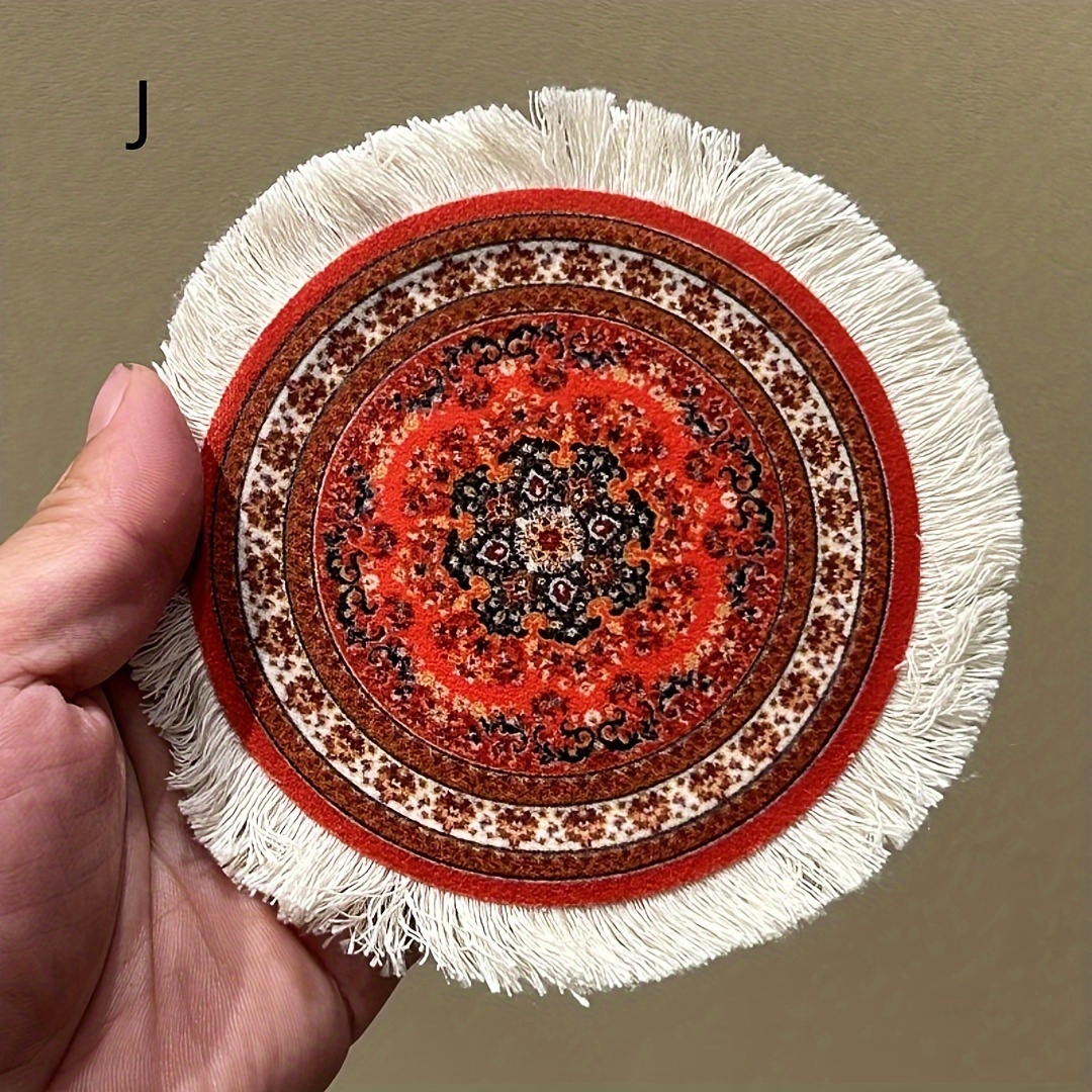 1pc Round Coaster, Tableware Mat Kitchen , Vintage Art Mat, Party Tableware Dining Table Supplies, Wedding Holiday Tabletop Decoration Supplies