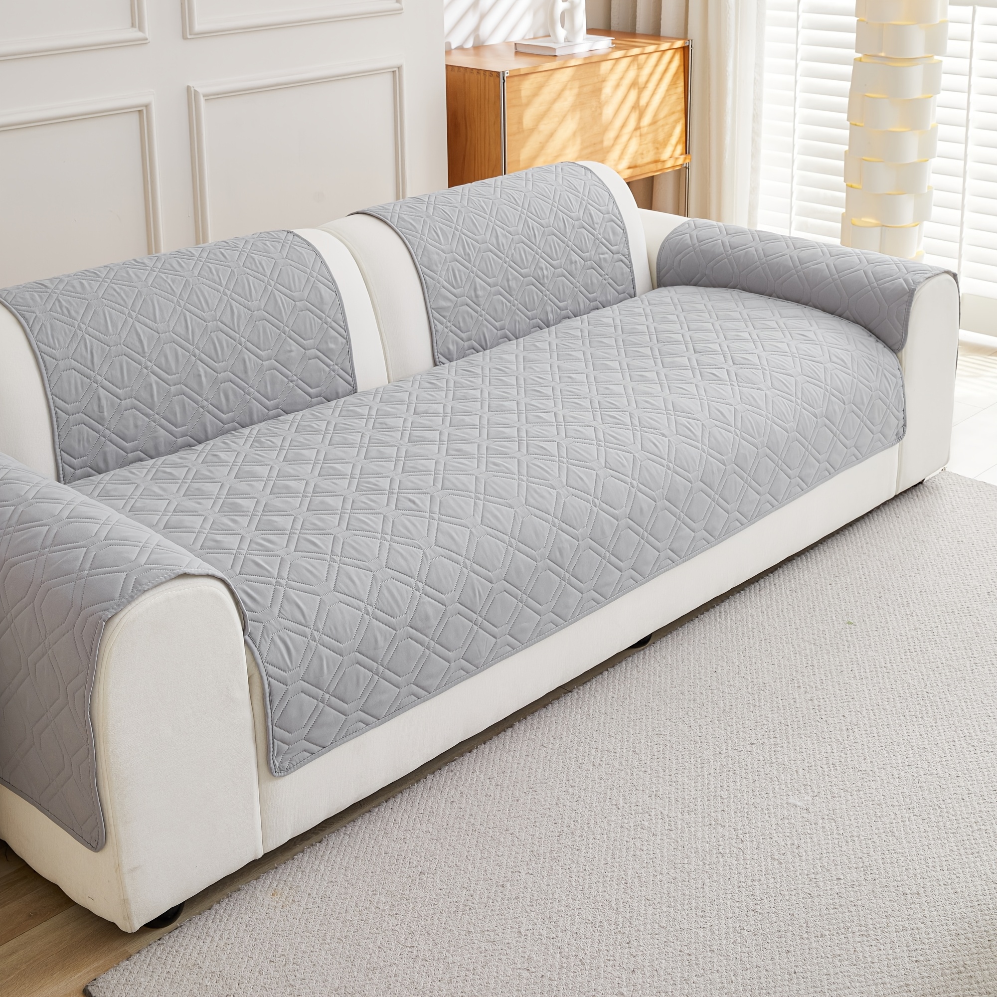 TEMU 1pc Modern High-quality Sofa Cover, High-end Embossed Non-slip Pad, Seat Cushion That Used In , Machine Washable, Hand Washable, Pet-friendly