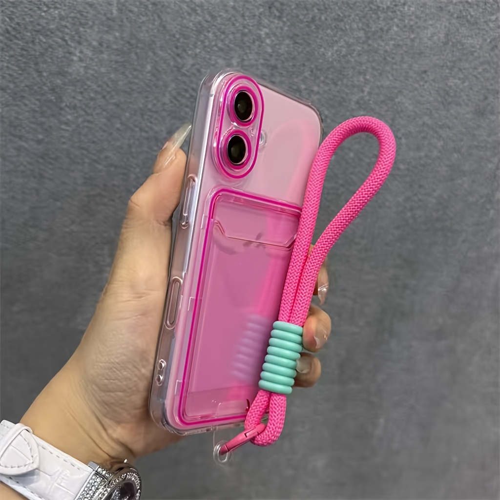 TEMU Phone Case: 3-in-1 Card Holder With Lanyard & Wrist Strap, Iphone Case Compatible With 11/12/13/14/15/16 Pro Max