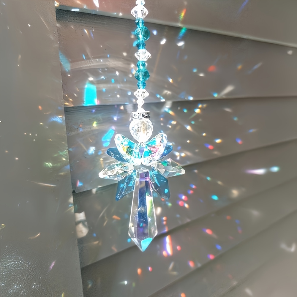 Crystal Snowflake Guardian Angel Rainbow Light Catcher Pendant